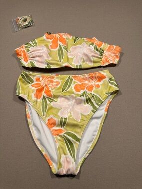 36C top floral bikini, high waisted, bottoms, medium shade & shore women’s